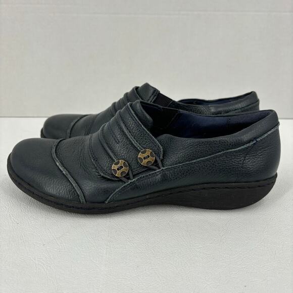 Clarks Collection Fianna Still Loafer Casual Comfort Shoes Blue Leather Size 8.5 - Picture 3 of 8